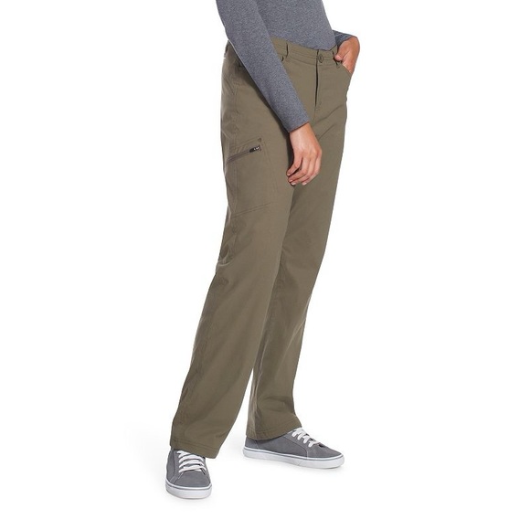 NWT Eddie Bauer Women’s Fleece Lined Rainier Pants 12 UPF 50 green hiking cargo - Picture 1 of 4